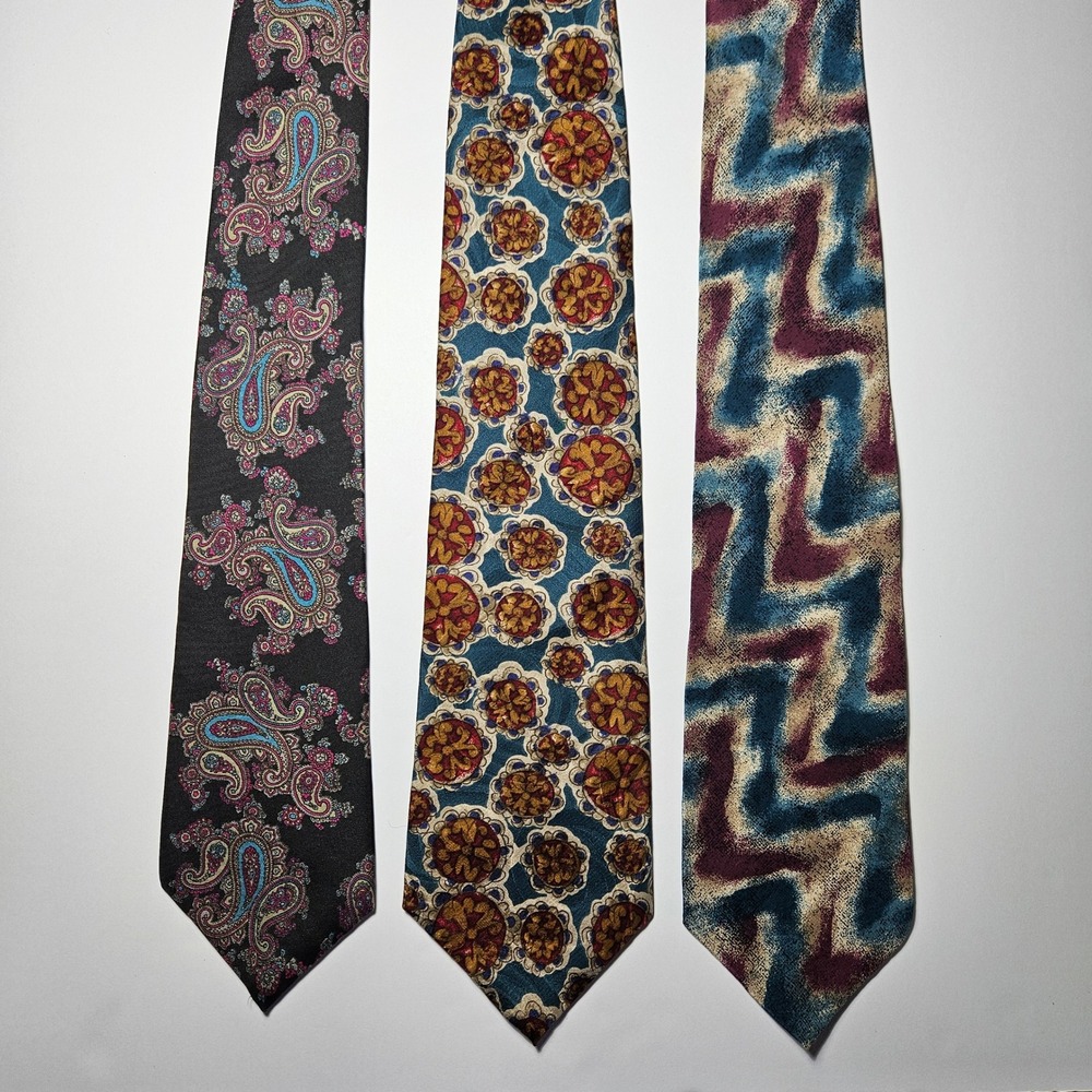 Vintage Silk Tie Bundle DiBitri Adolfo Spencer Lowe Paisley Abstract Medallion